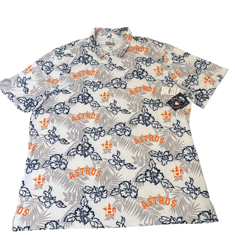 Reyn Spooner Houston Astros MLB Performance Polo Shirt Mens 3XL White Tropical